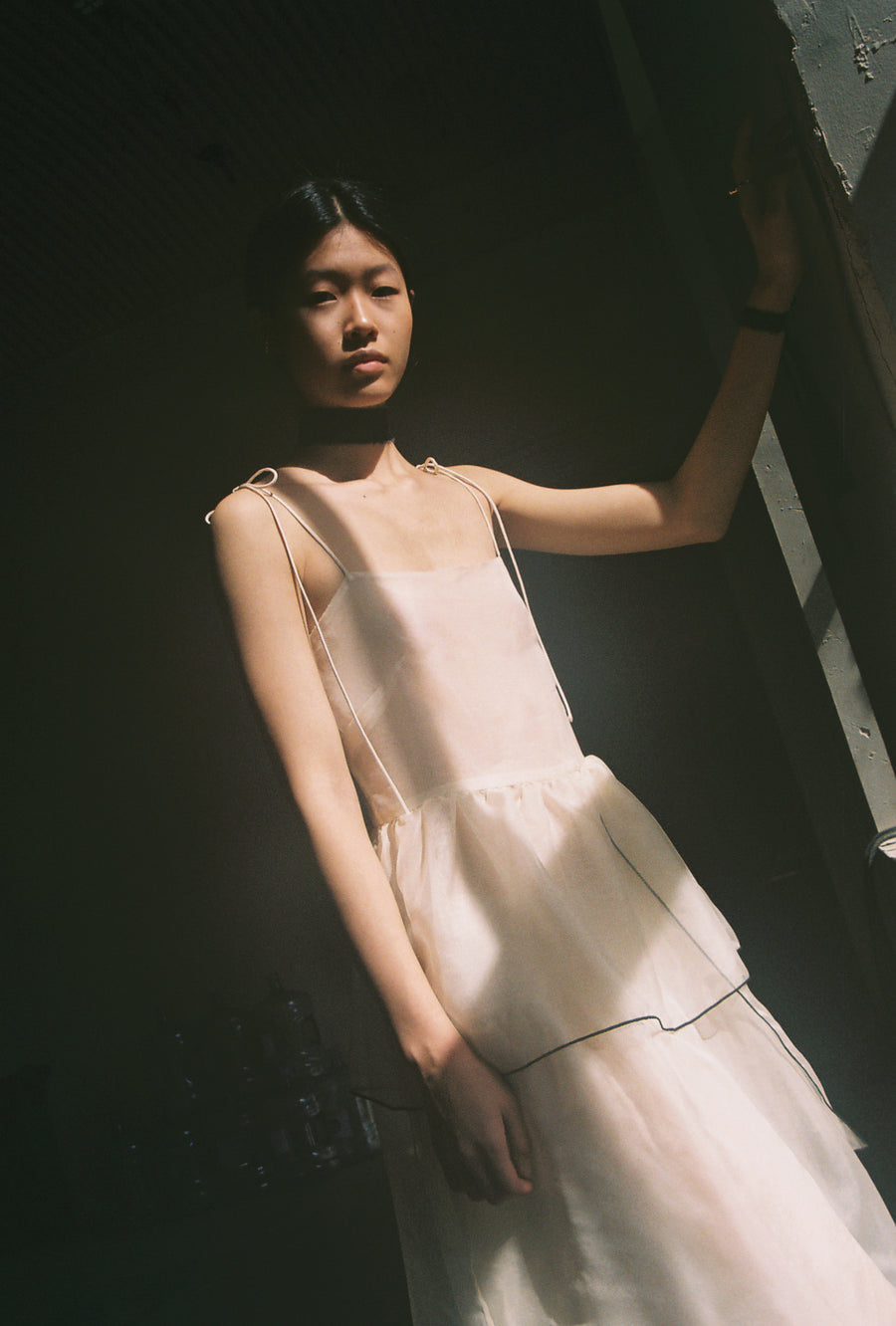 Kamperett Laurence Tiered Silk Organza Midi Dress | Ivory/Black