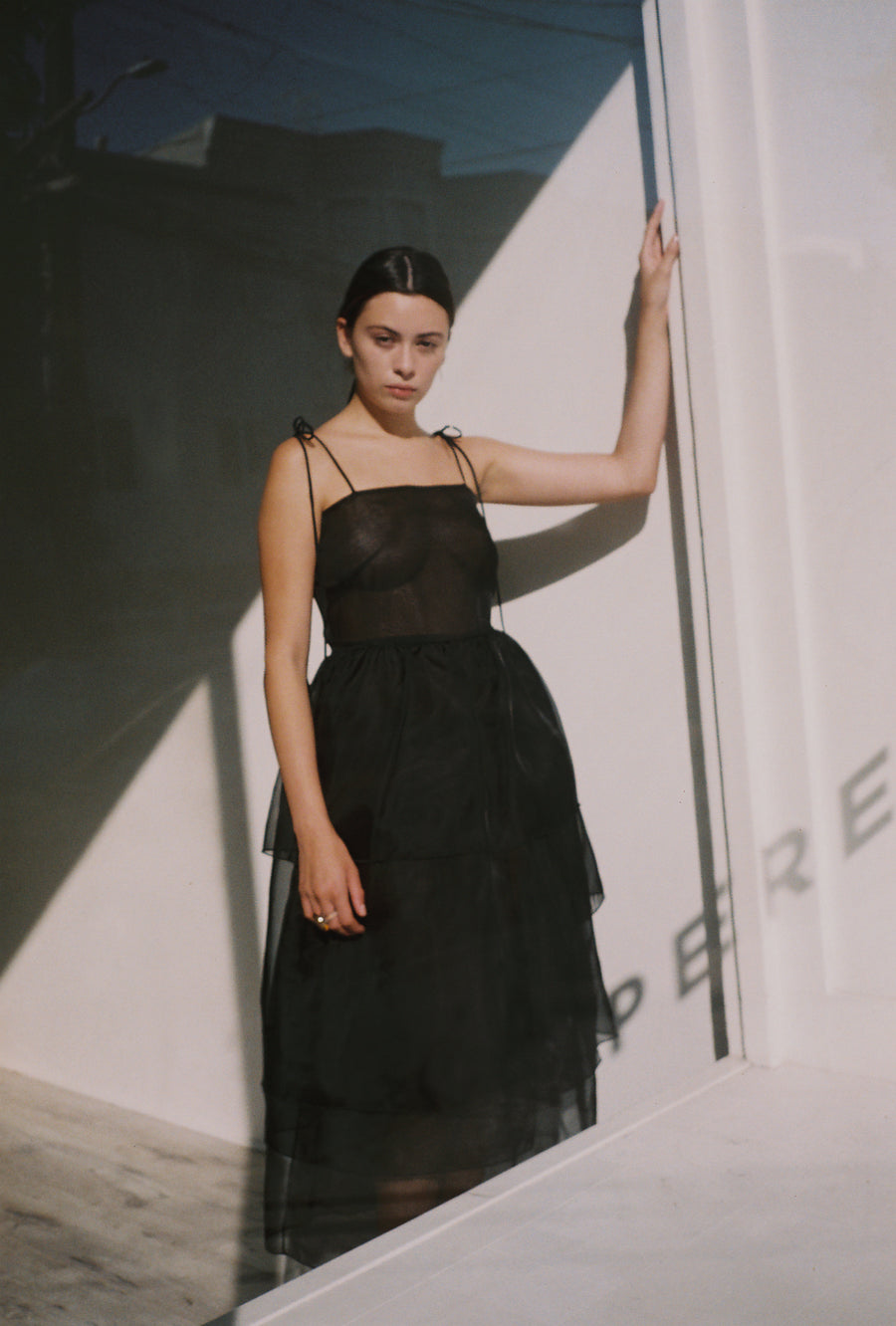 Kamperett Laurence Tiered Silk Organza Midi Dress | Black