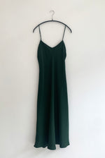 KAMPERETT V Neck Midi Slip Silk Charmeuse Dark Green front