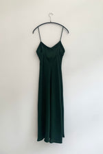 KAMPERETT V Neck Midi Slip Silk Charmeuse Dark Green back