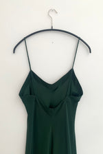 KAMPERETT V Neck Midi Slip Silk Charmeuse Dark Green back