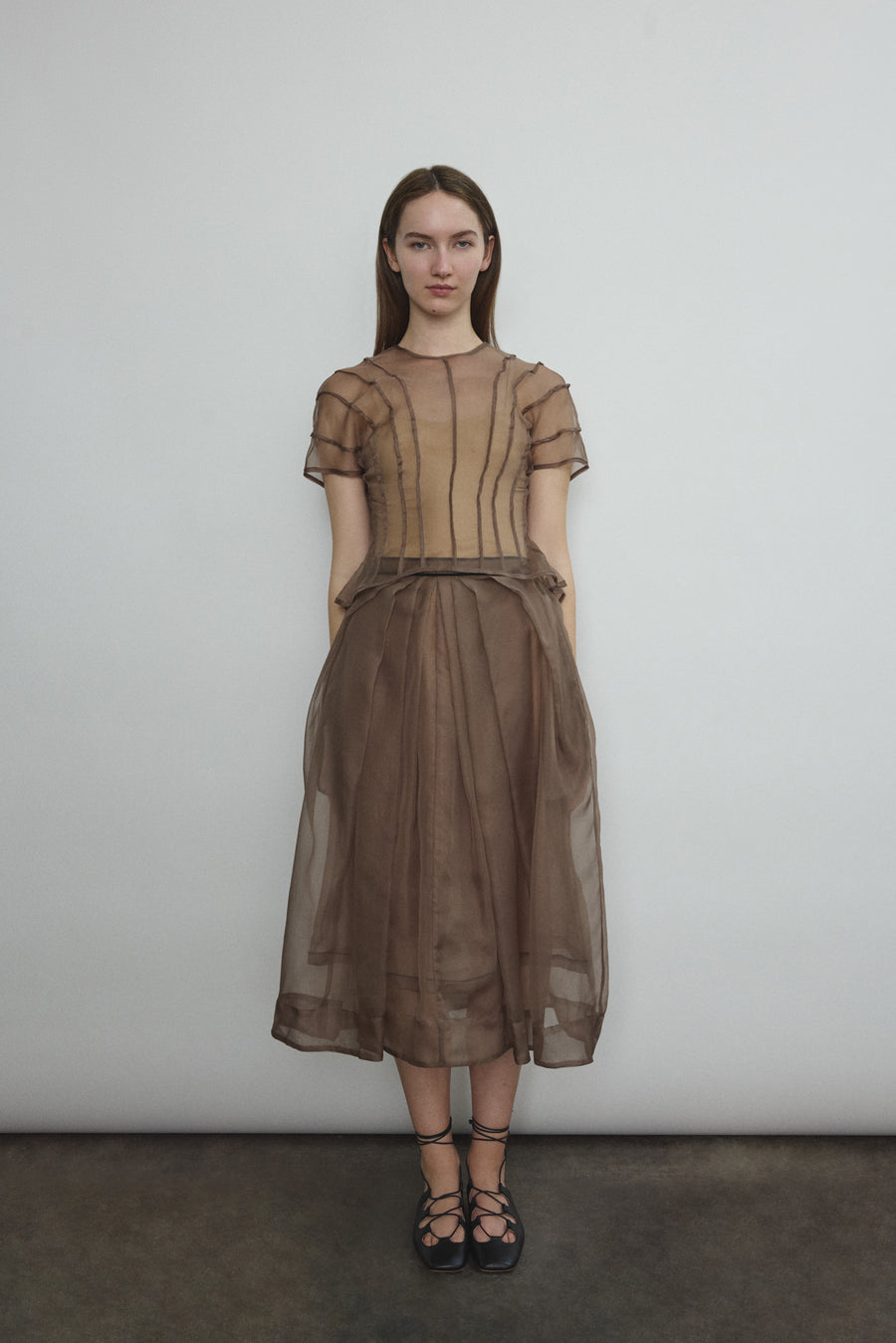 Kamperett Mushroom Brown Anemoia Silk Organza Blouse