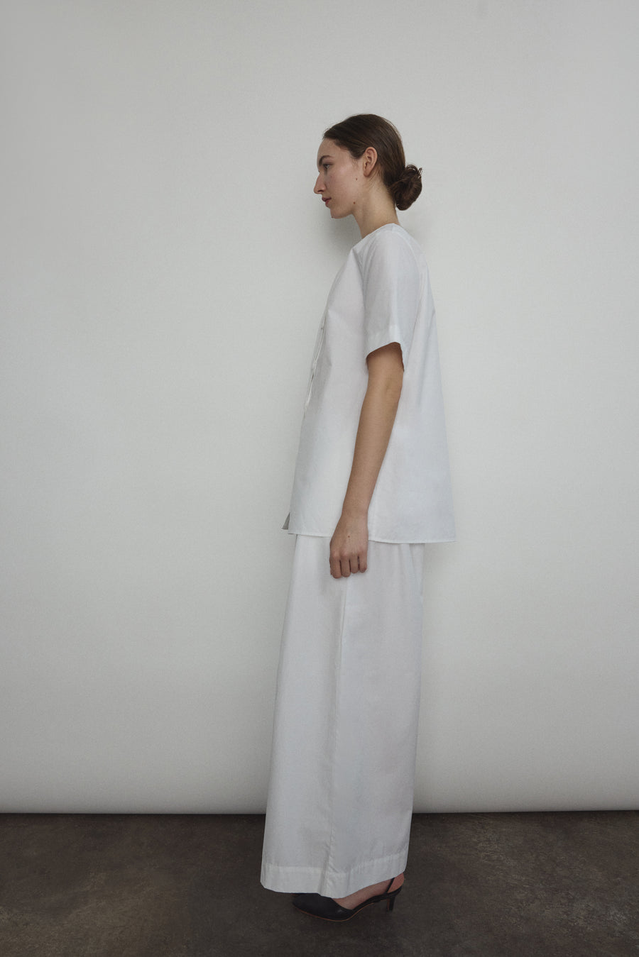 Kamperett Alix Japanese white cotton wide leg pant