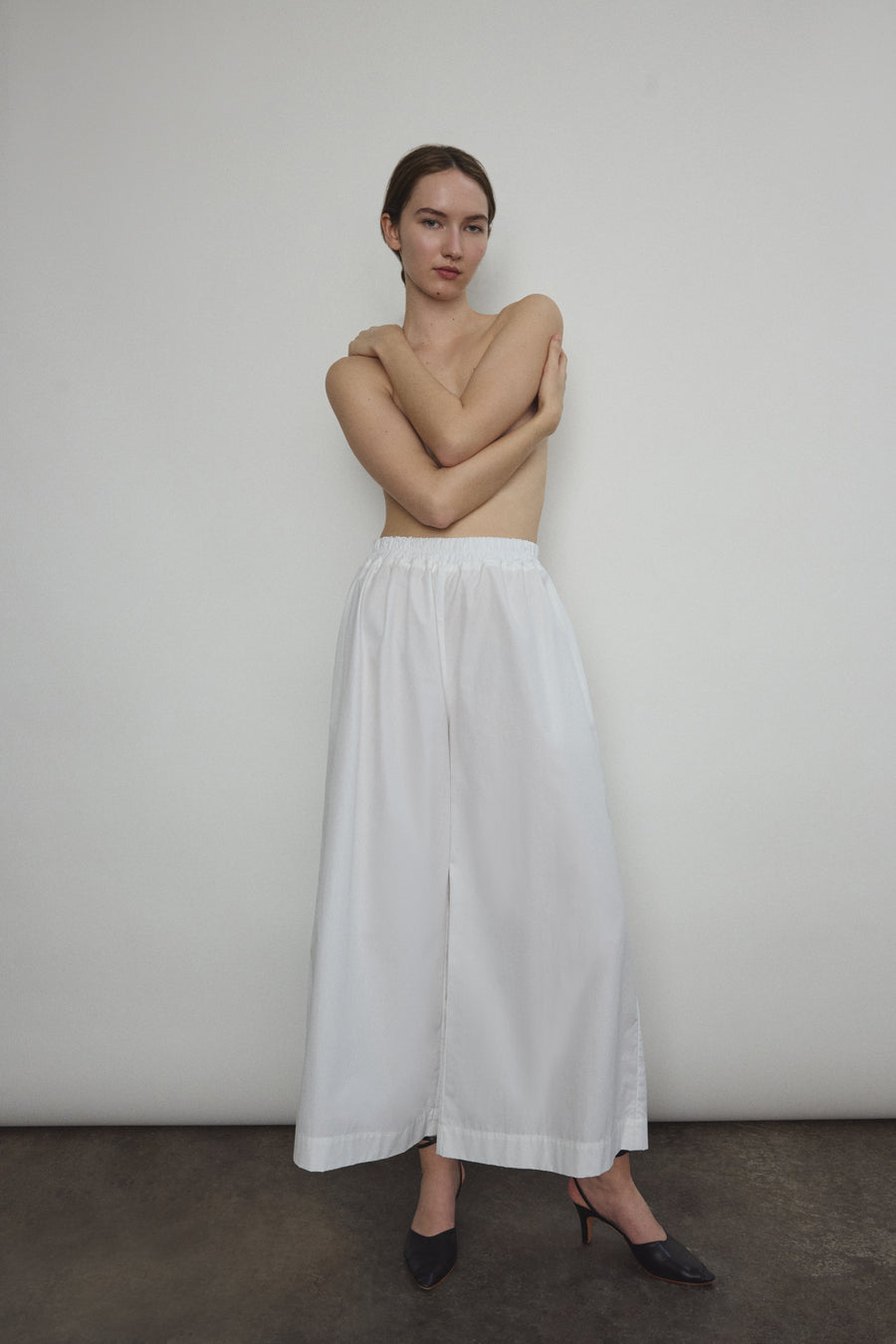 Kamperett Alix Japanese white cotton wide leg pant
