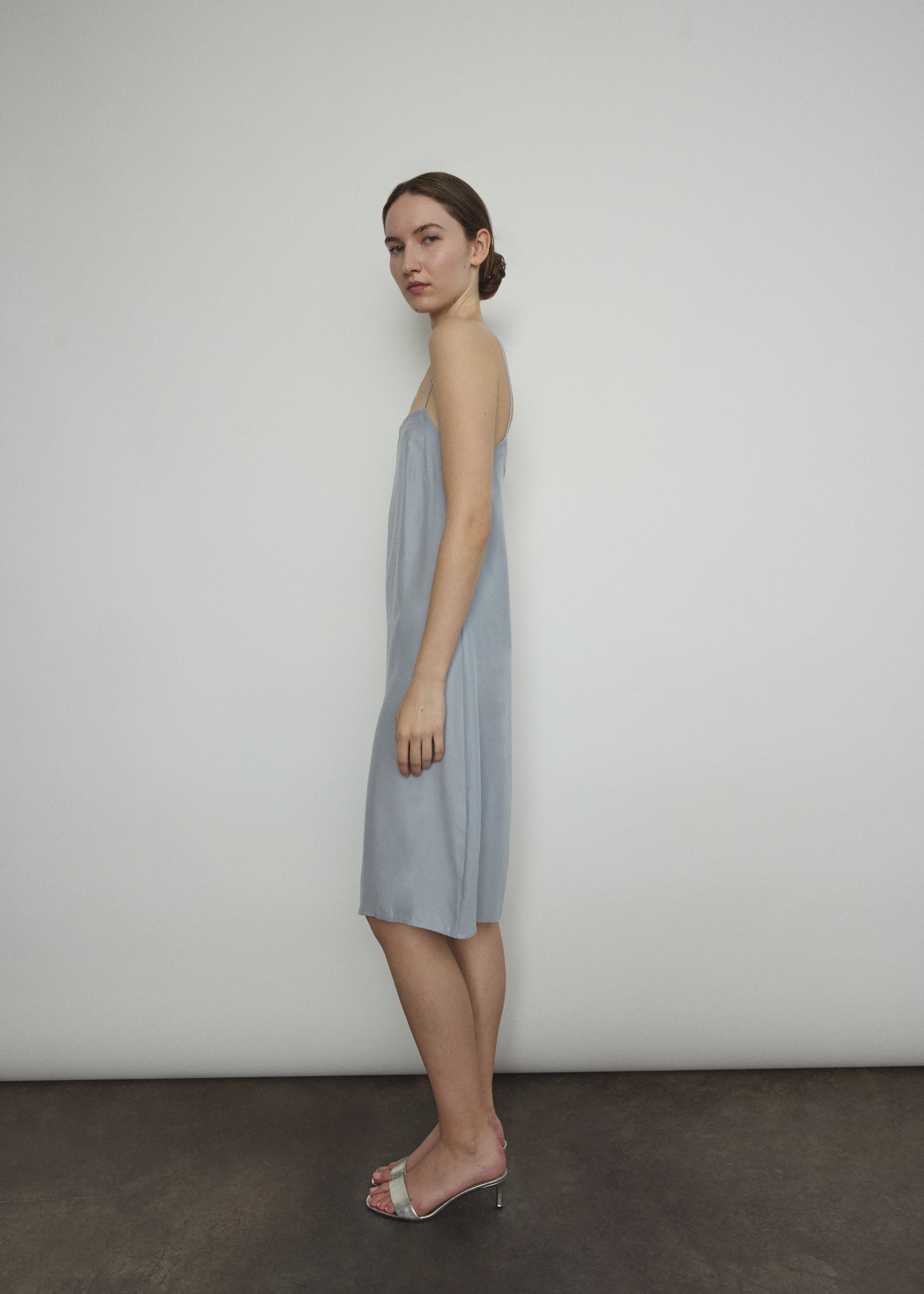 Kamperett Powder Blue Silk Short Slip