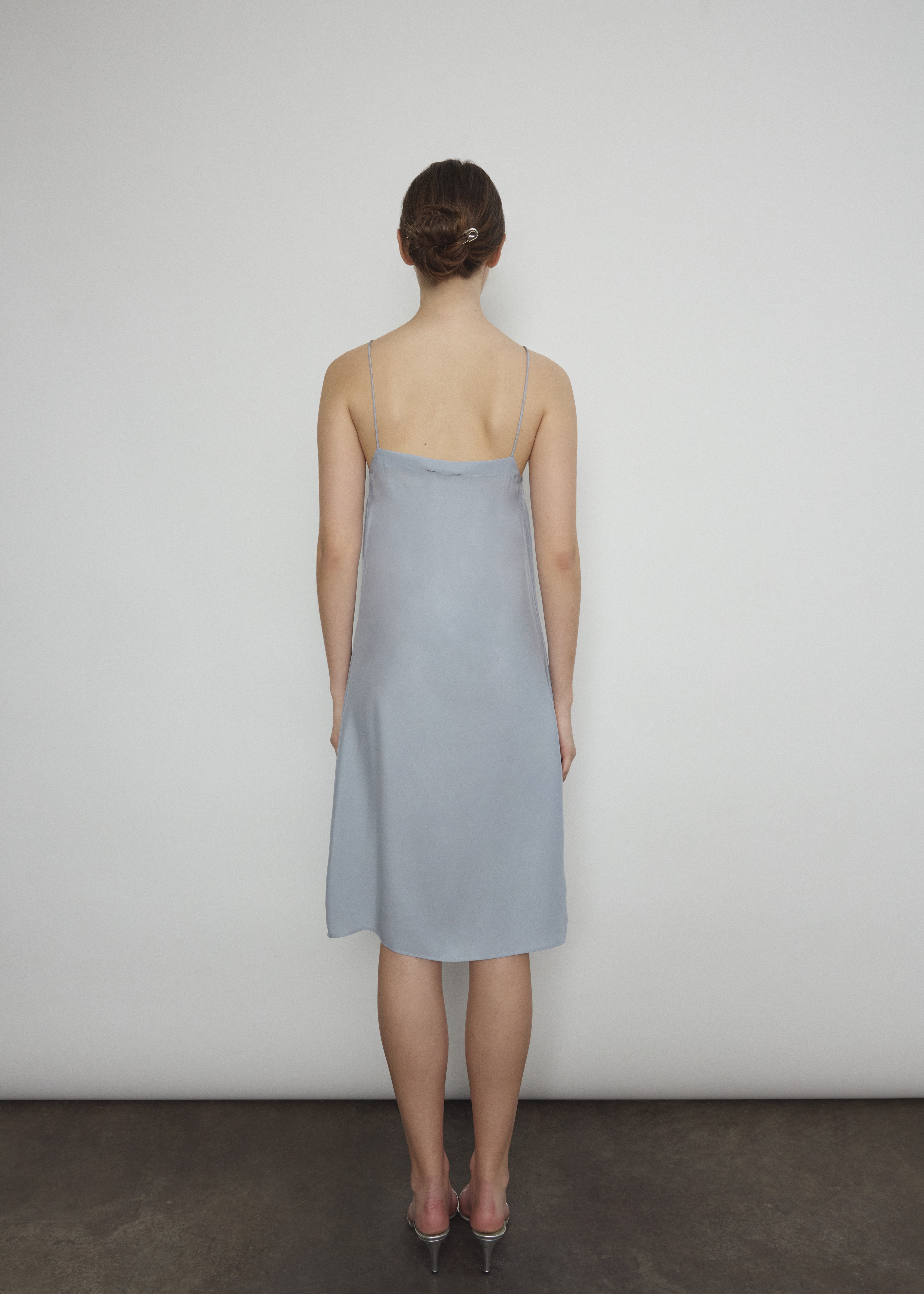 Kamperett Powder Blue Silk Short Slip