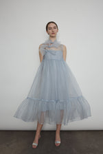 Kamperett Powder Blue Silk Organza Mae Dress