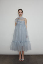 Kamperett Powder Blue Silk Organza Mae Dress