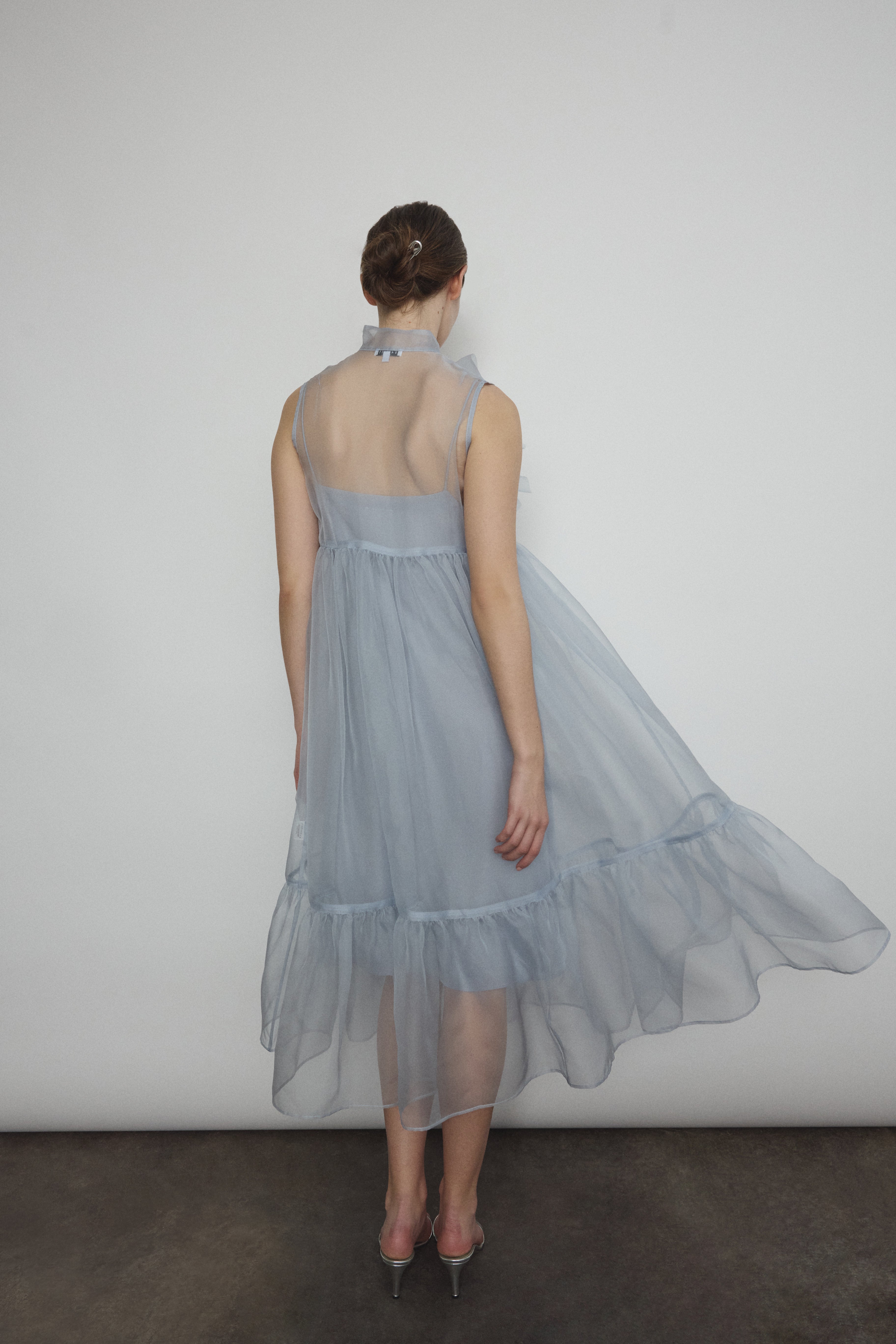 Kamperett Powder Blue Silk Organza Mae Dress
