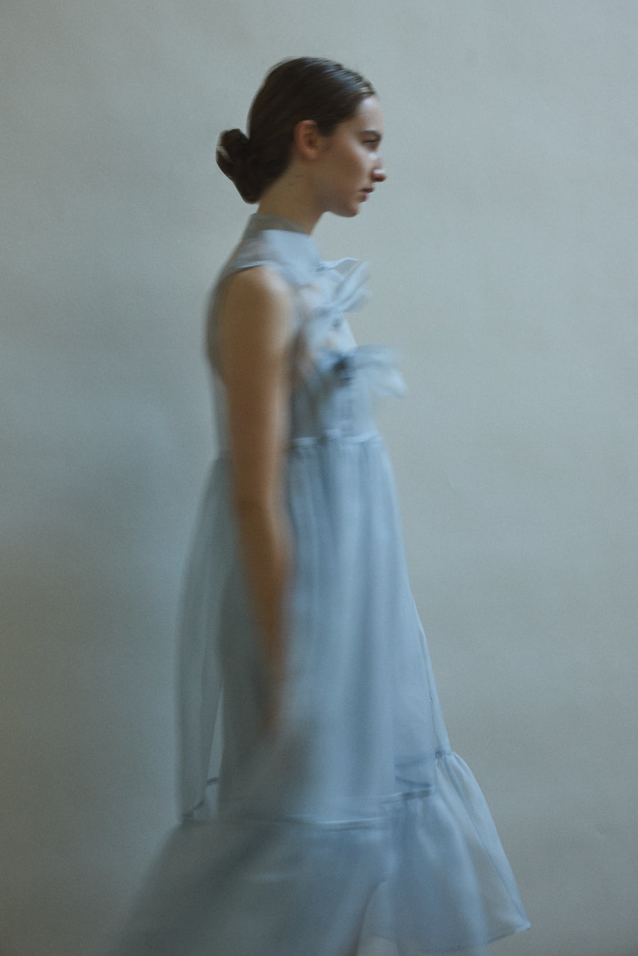 Kamperett Powder Blue Silk Organza Mae Dress