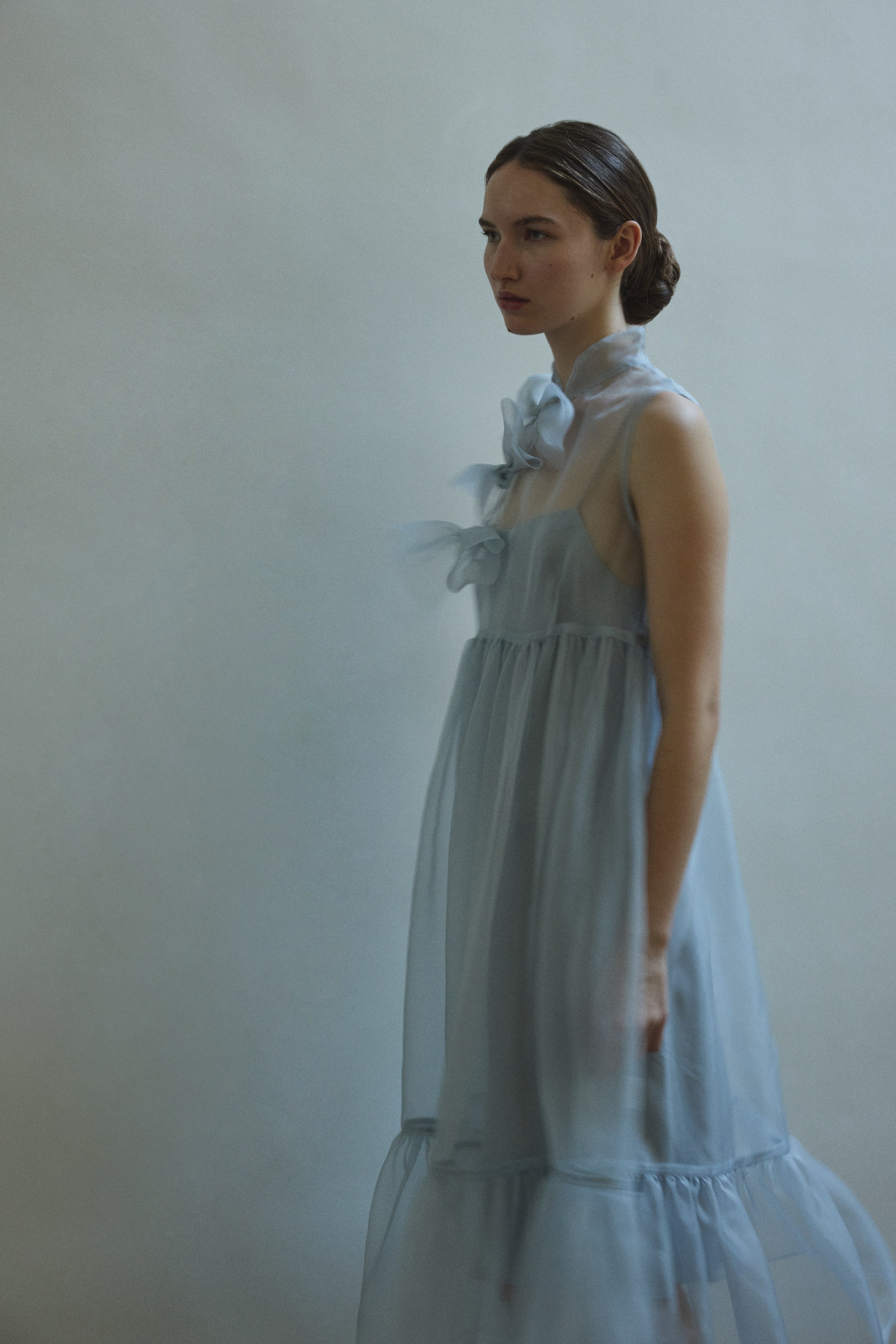 Kamperett Powder Blue Silk Organza Mae Dress