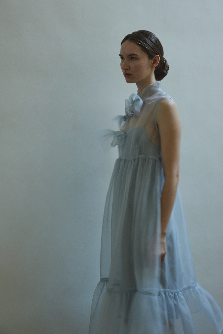Kamperett Powder Blue Silk Organza Mae Dress