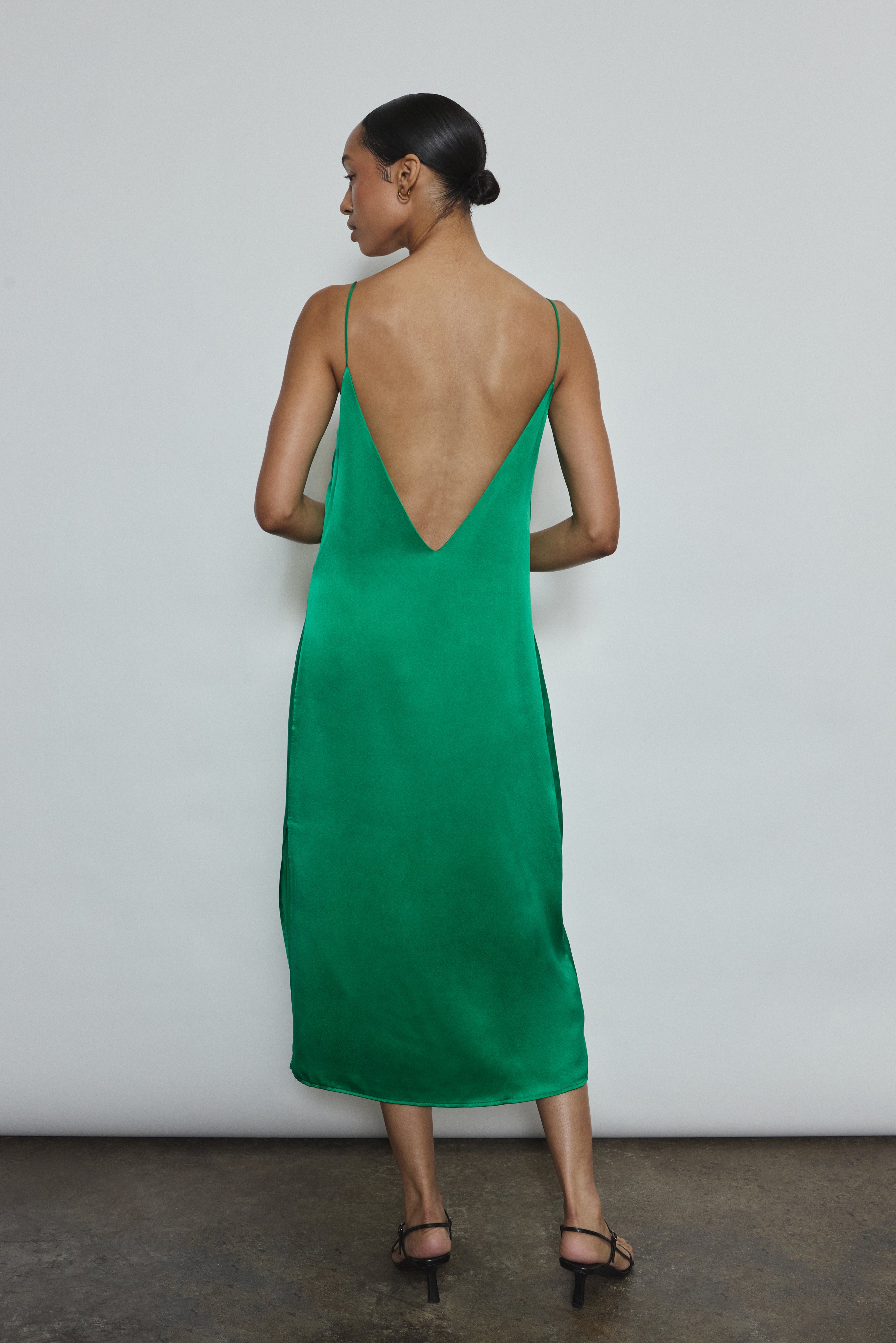 Sade Slip Dress - Kelly Green Silk Charmeuse Slip