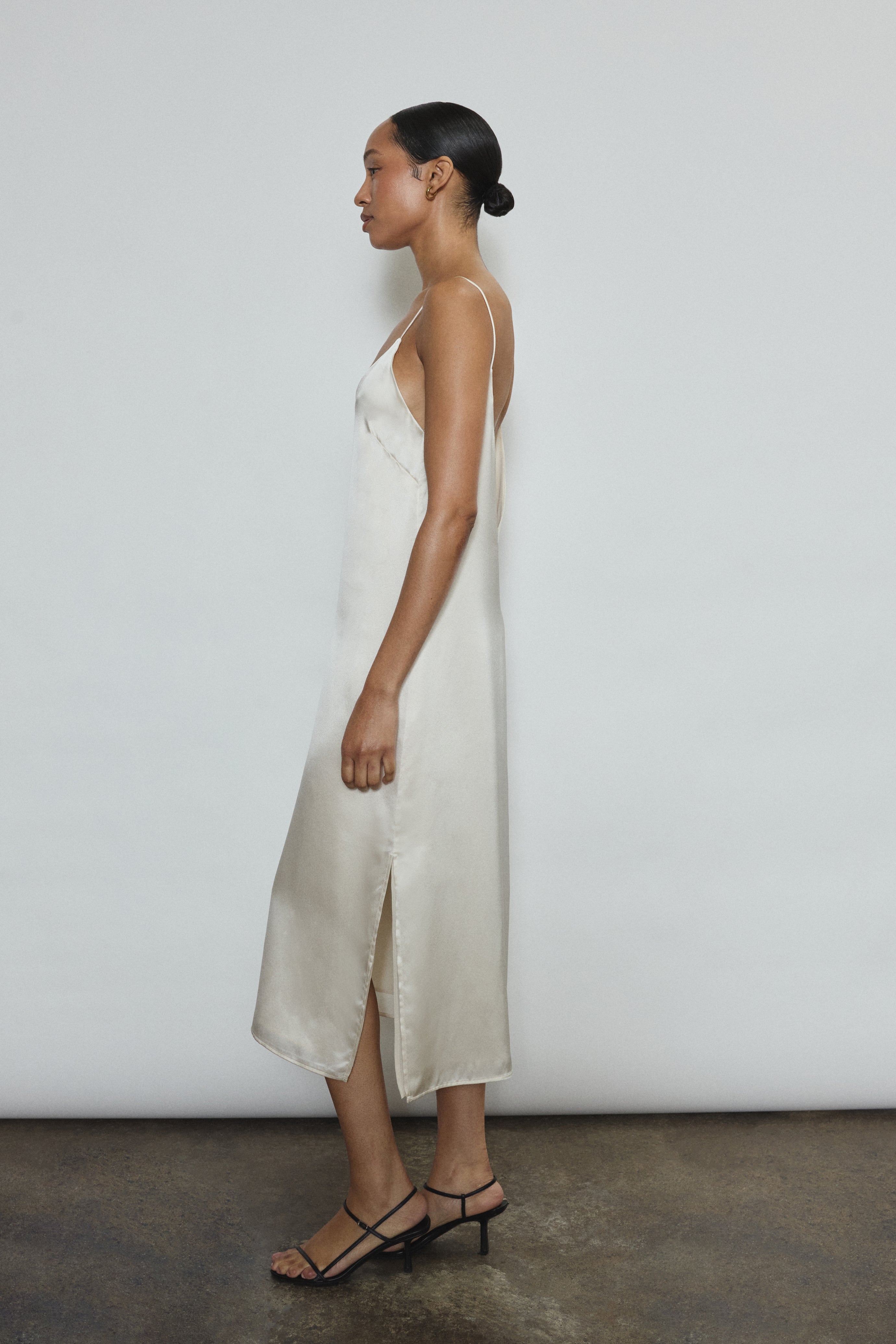 white slip dress midi Sade Slip Dress