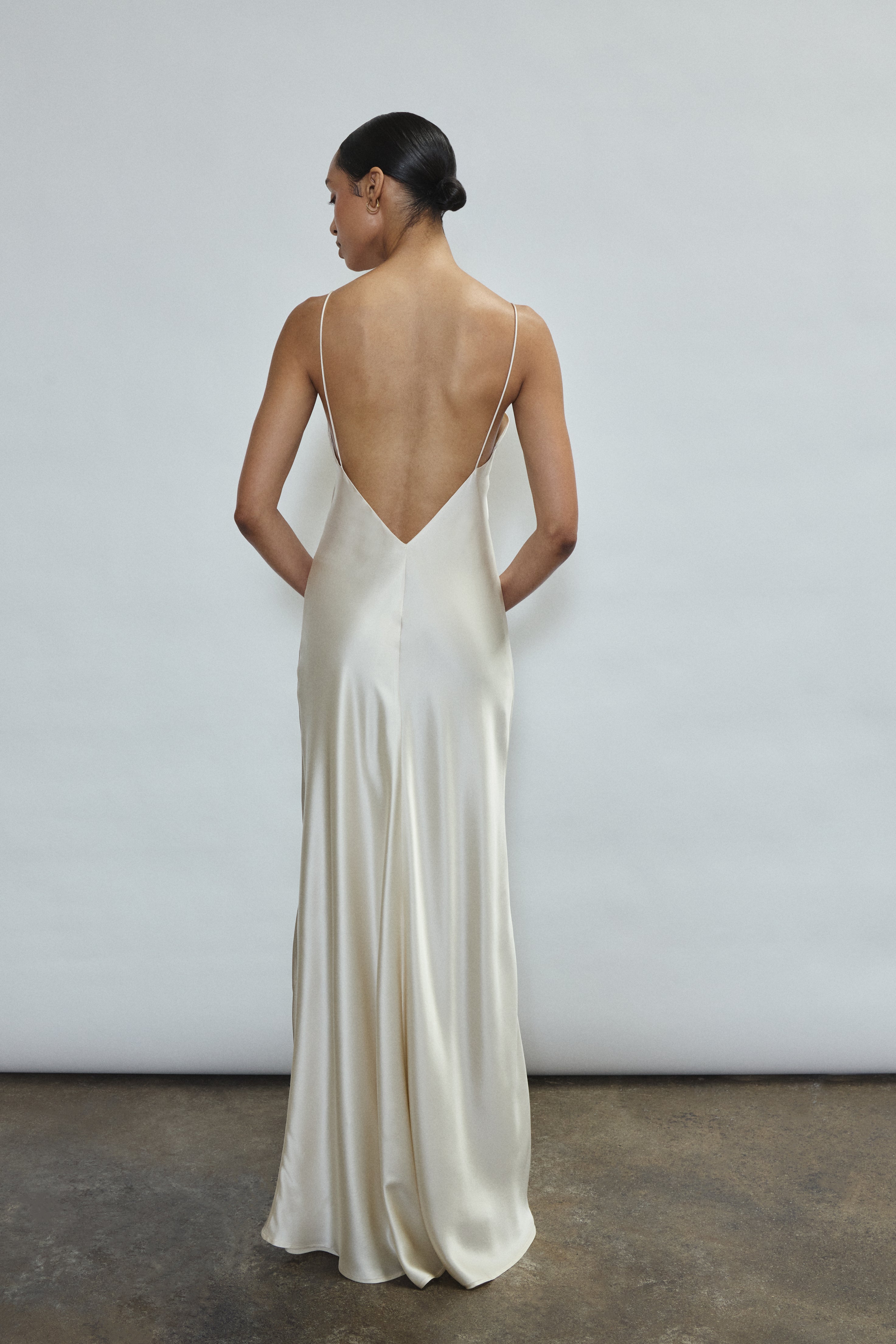 silk white long dress Caroline Slip Dress