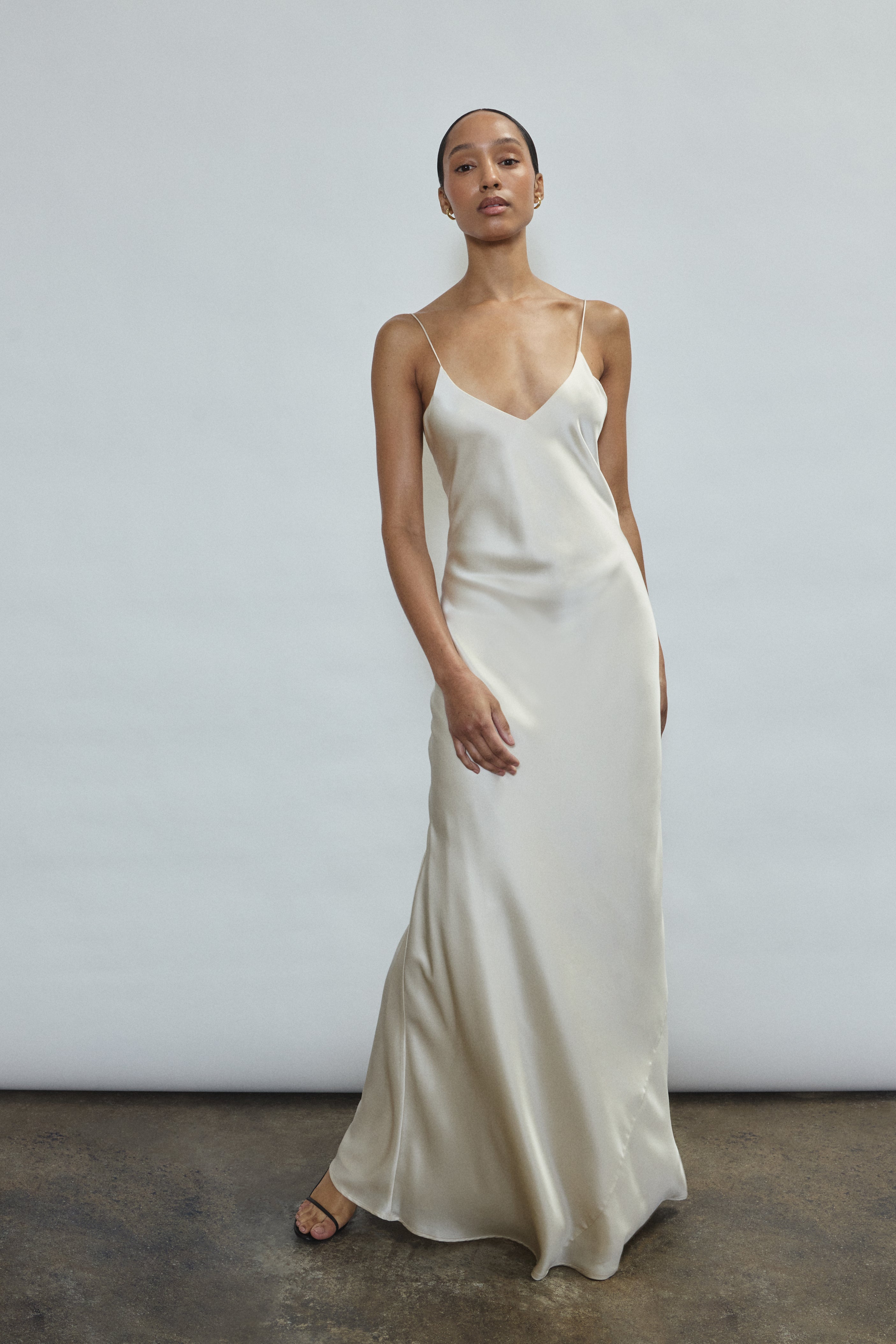 slik slip dress Silk Bias Featuring lace trim Caroline Midi Slip Dress -