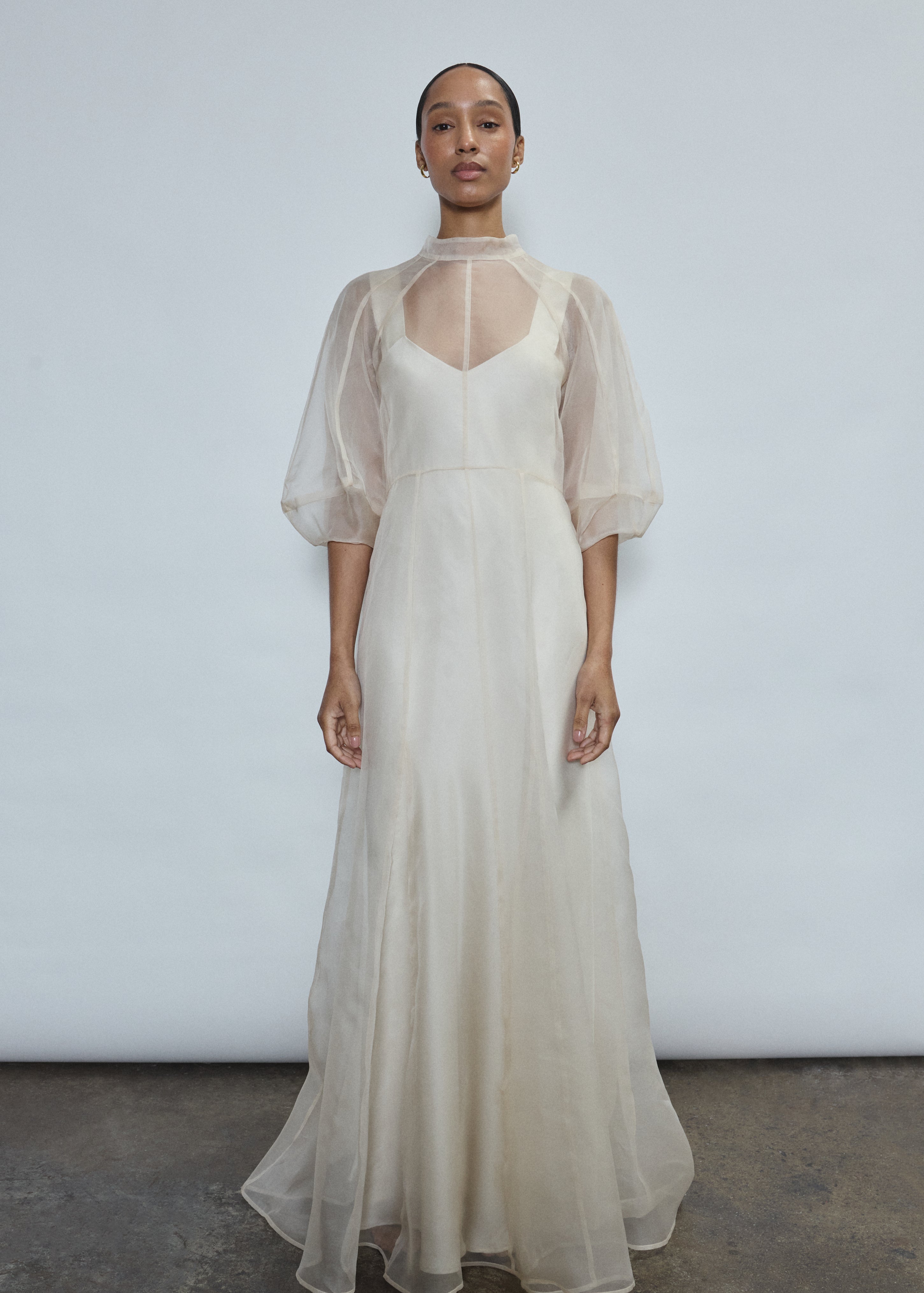 long sleeve slip dress midi sleeves White EXTRA LARGE / White this is a slip dress therefore it is sheer if worn alone. Long Sleeve Satin Slip Dress