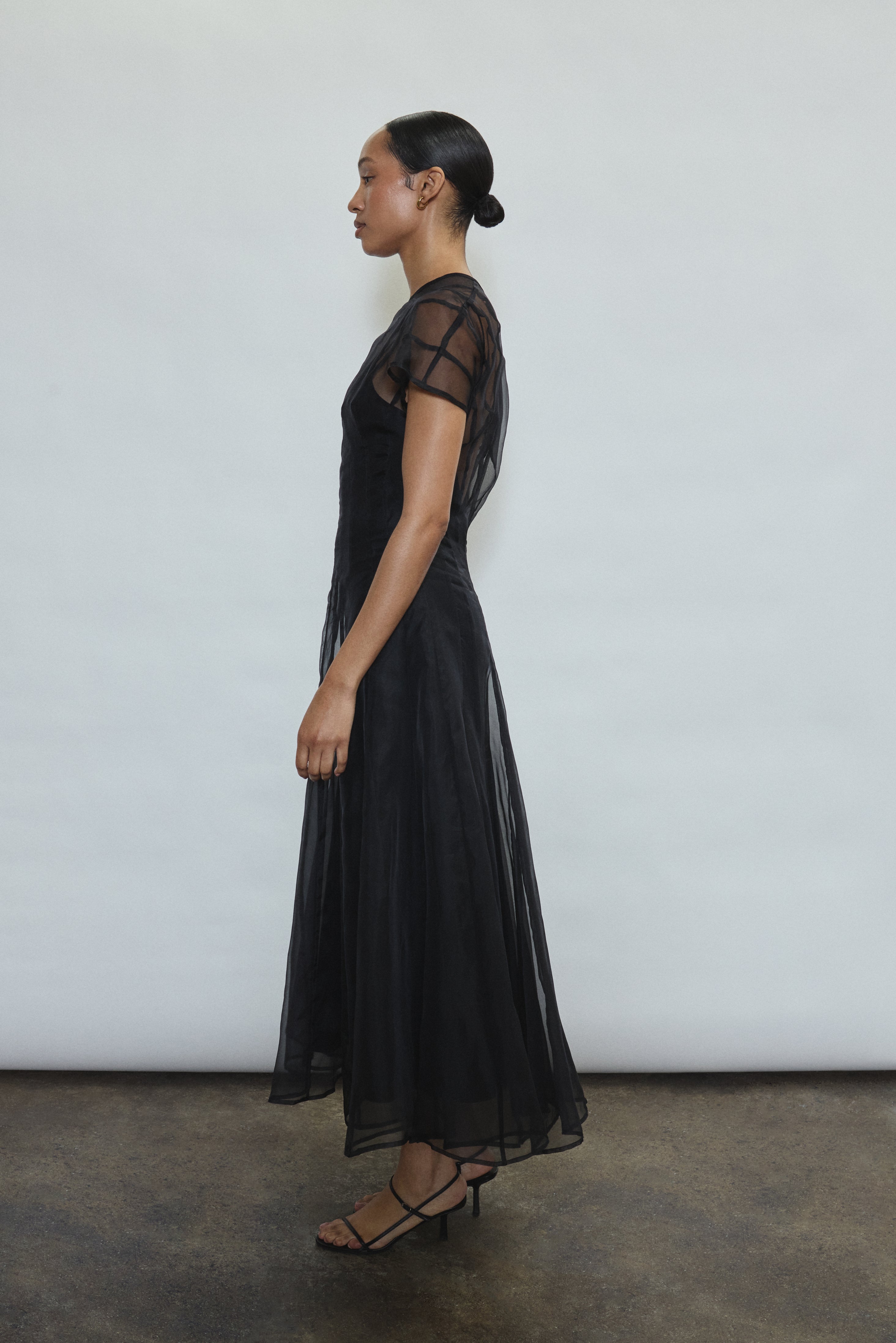 black silk slip dress Unique Vintage Black Stretch Satin Long Slip M/6-8