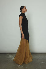 Back view of the black wool flannel Kamperett Astrid Vest with tailored waist.