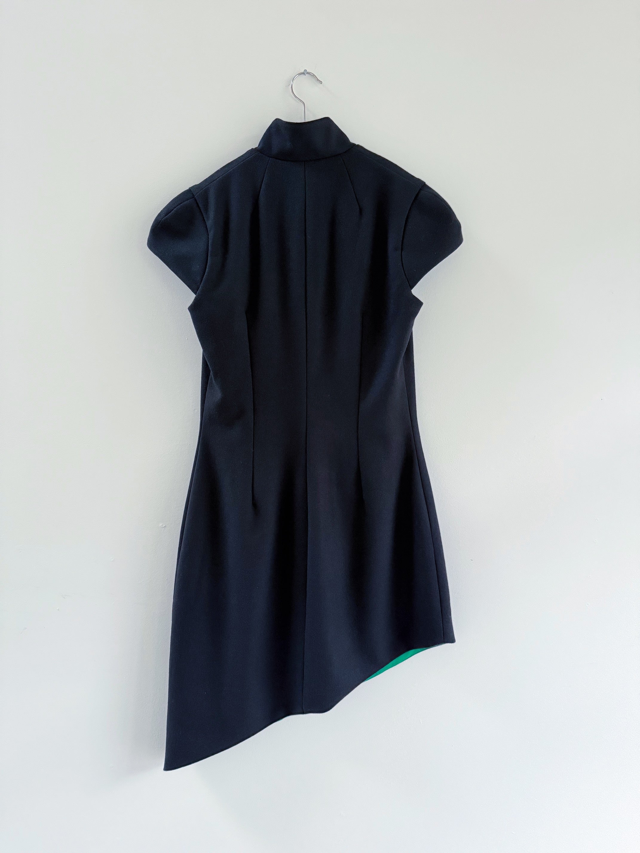 Detail of the silk lining and tailored construction on the black Kamperett Astrid Vest.