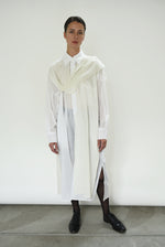 Side view of the white semi-sheer Japanese cotton voile Kamperett Etude Shirt Dress.