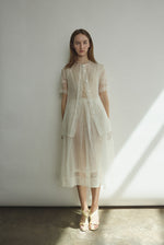 Alternate styling of the alabaster silk organza Kamperett Jette Tee for a modern bridal look.