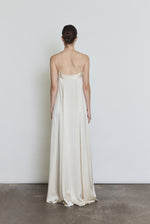 Back view of the ivory silk Kamperett Metronome Gown showing the corded straps.