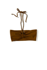 Flat image of the camel Italian regenerated nylon Kamperett Orra Bandeau Top.