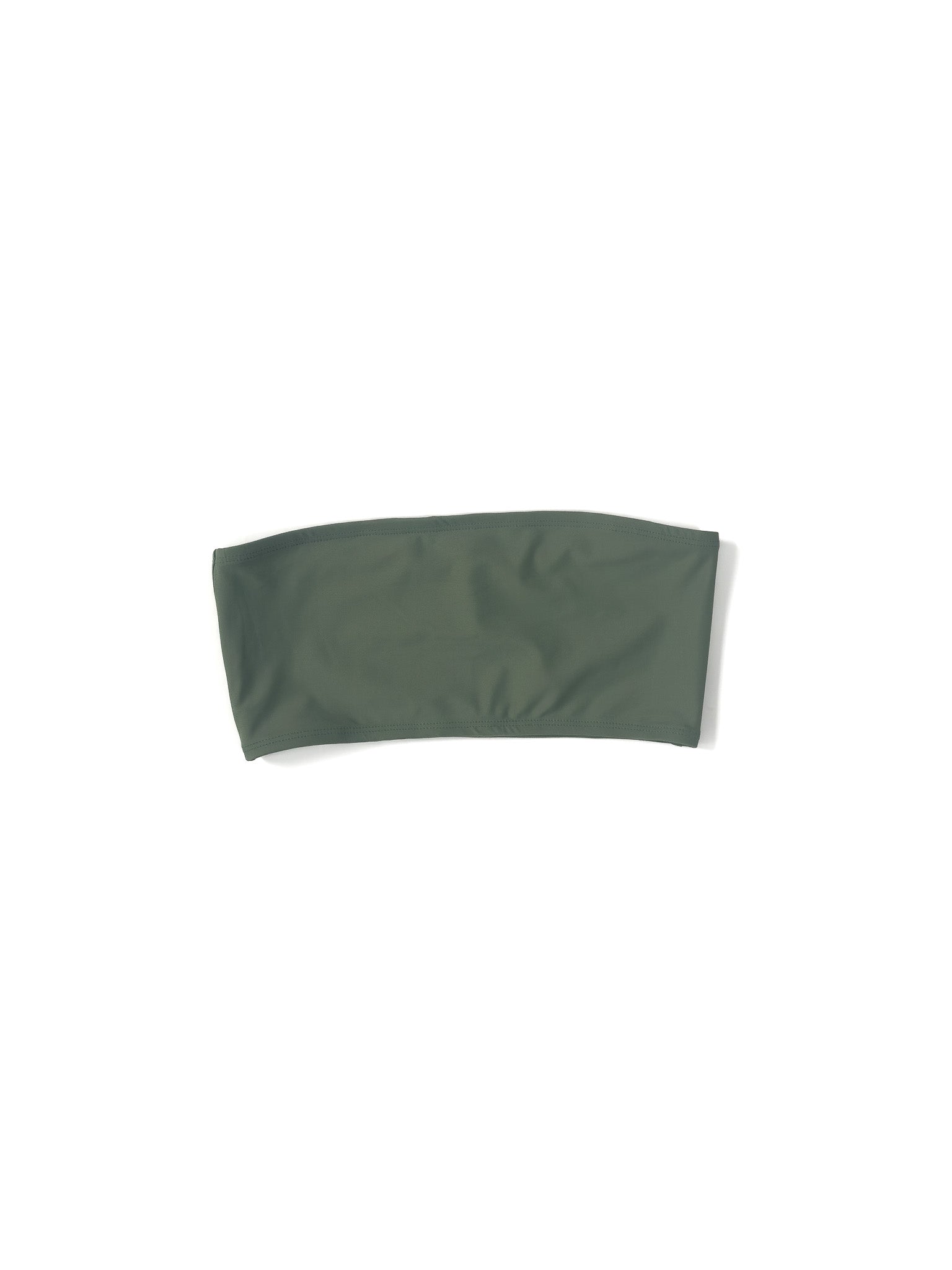 Flat image of the sage Italian regenerated nylon Kamperett Orra Bandeau Top.