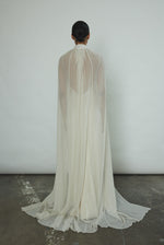 Back view of the ivory silk chiffon Kamperett Choker Cape.