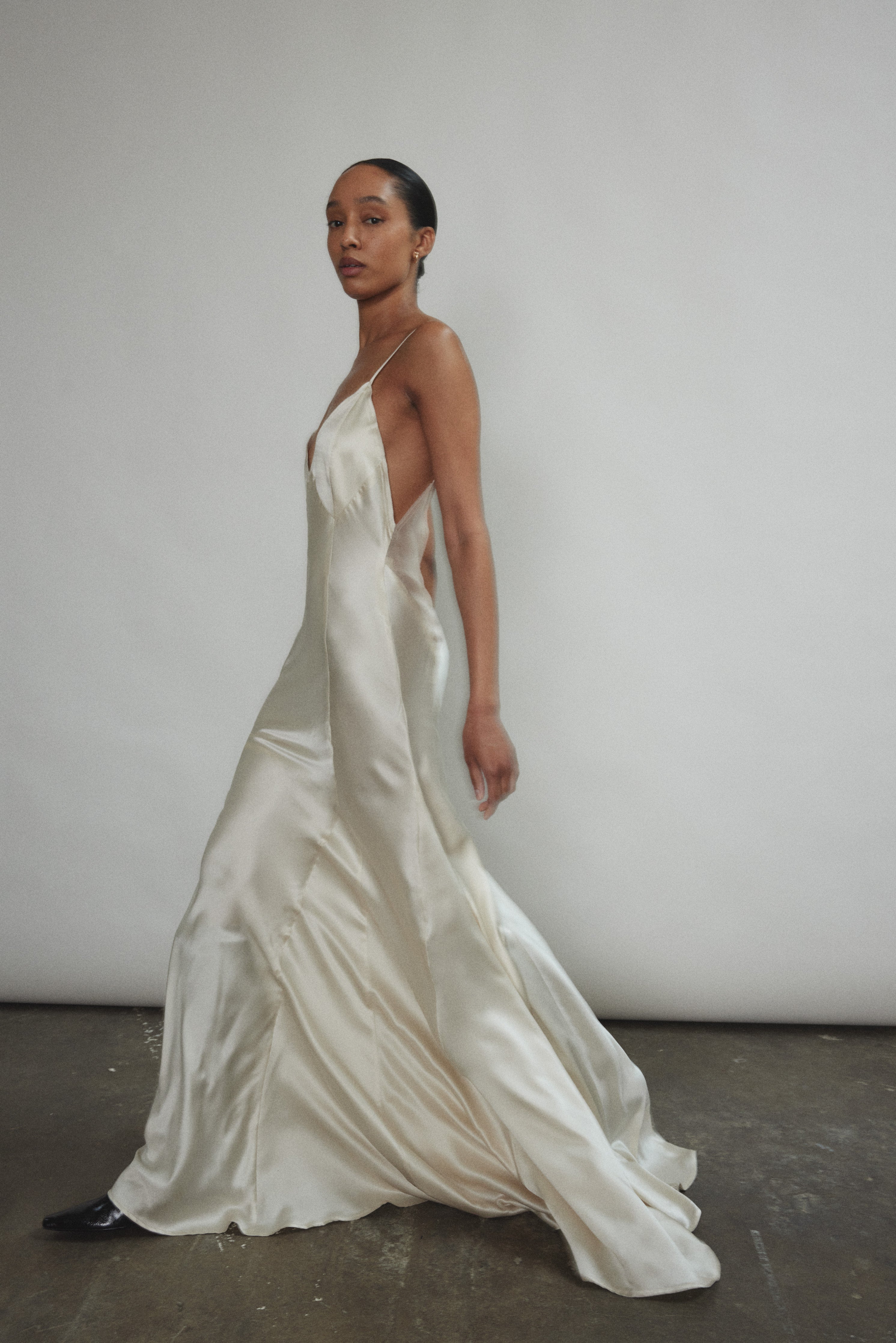 ivory slip dress Vintage Lace and Satin - M This style generally runs small White Silk Cowl Slip Dress