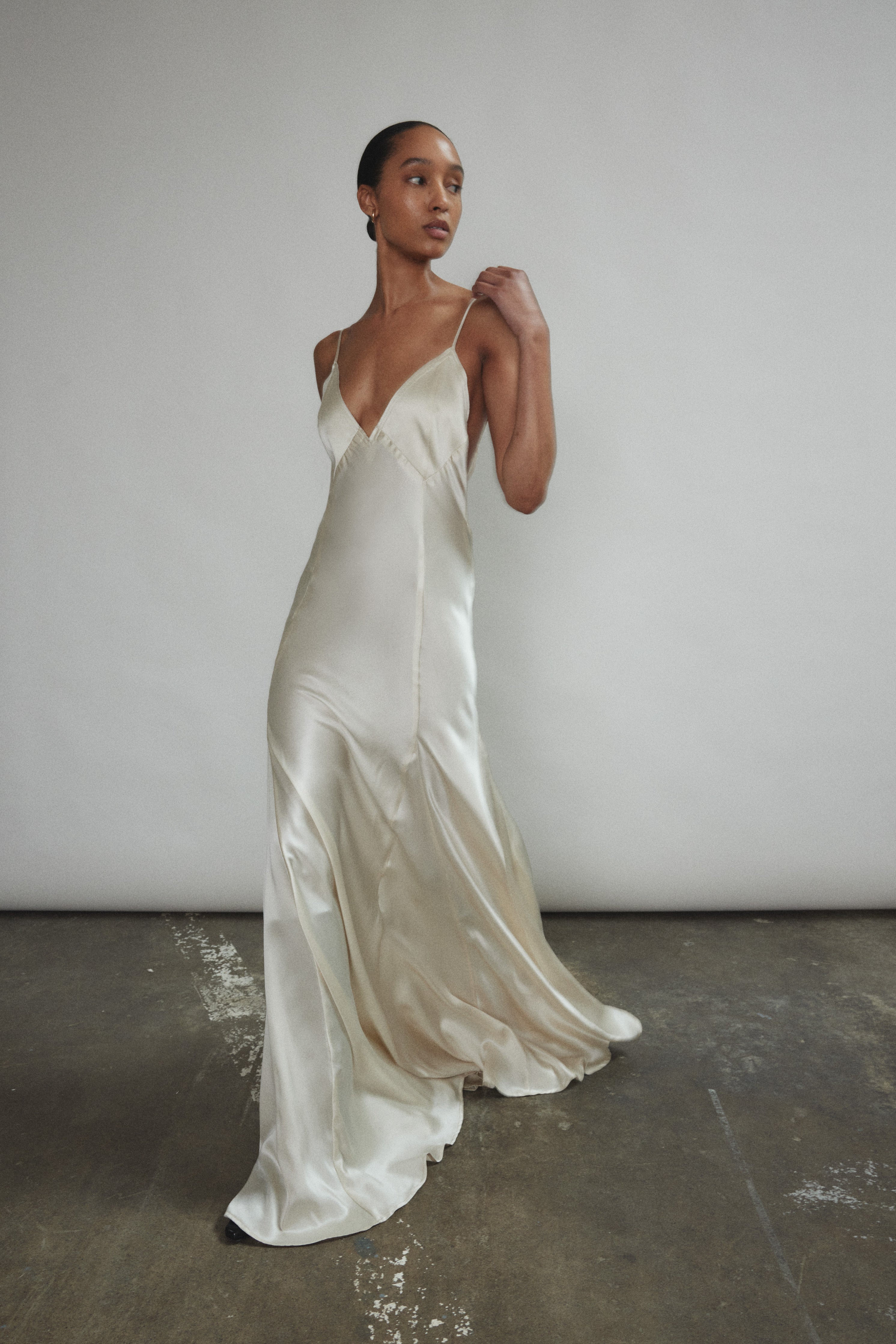 silk dress with spaghetti straps Simone Slip Dress M / Ivory