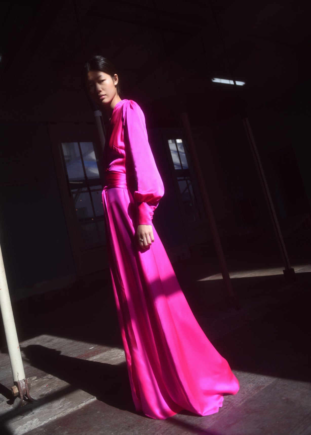 KAMPERETT Adelaide Silk Maxi Wrap Dress | Fuchsia