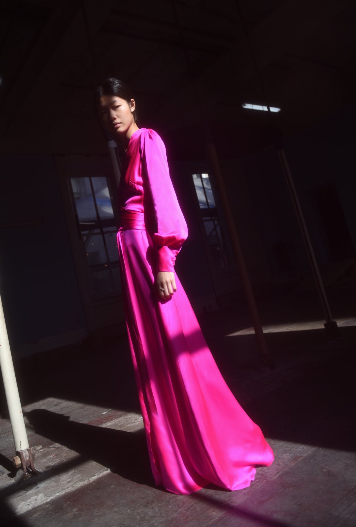 KAMPERETT Adelaide Silk Maxi Wrap Dress | Fuchsia