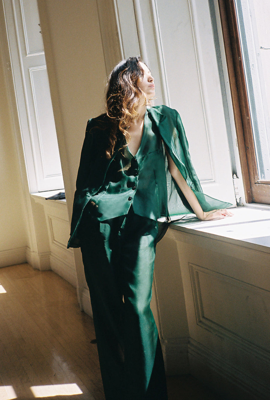 KAMPERETT Organza Suit Blazer | Dark Green