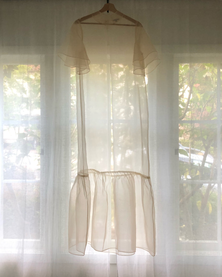 KAMPERETT | Barre Silk Organza Sheer Maxi Dress | Ivory