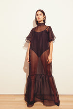 KAMPERETT | Barre Silk Organza Sheer Maxi Dress | Black