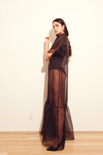 KAMPERETT | Barre Silk Organza Sheer Maxi Dress | Black