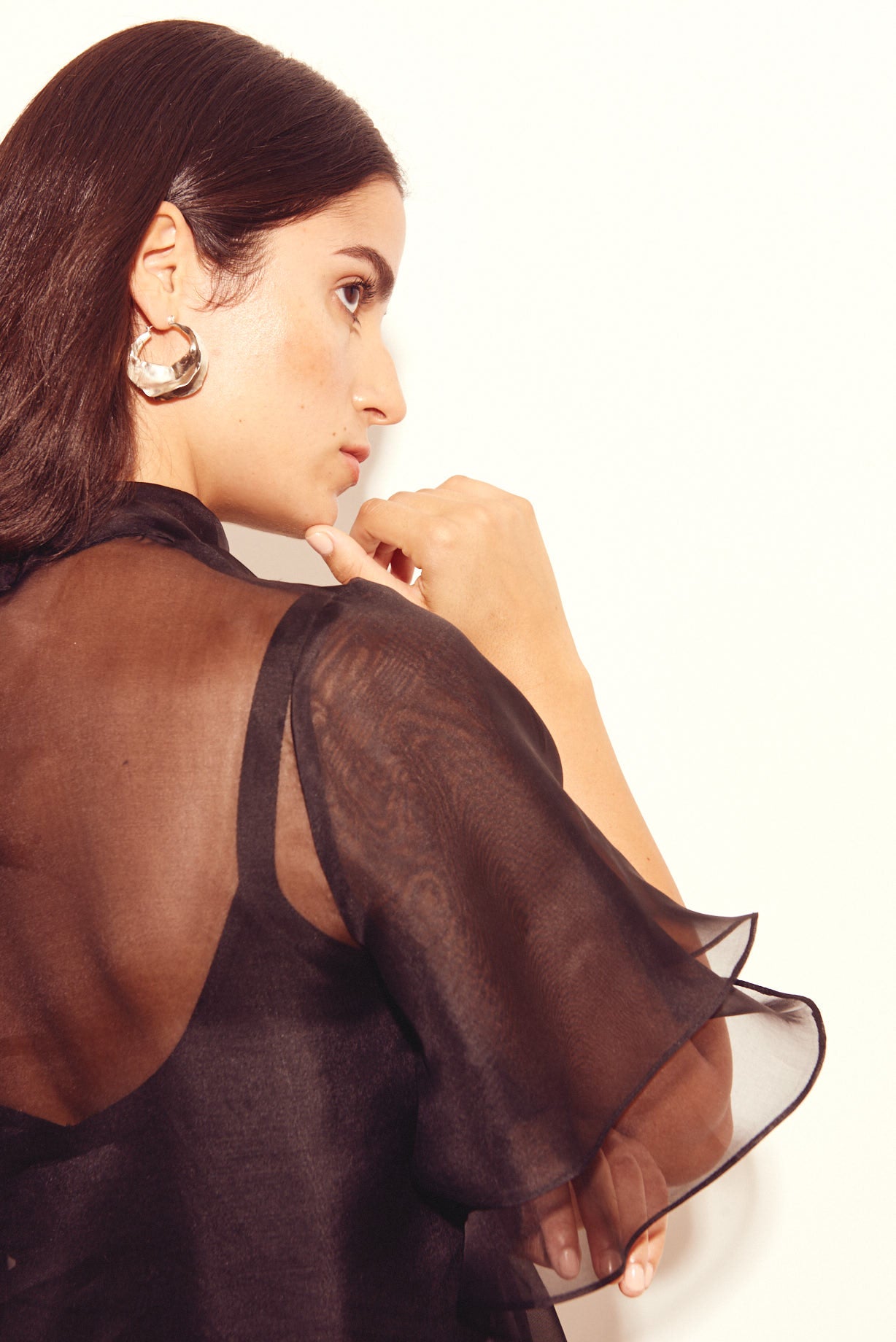KAMPERETT | Barre Silk Organza Sheer Maxi Dress | Black