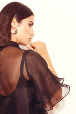 KAMPERETT | Barre Silk Organza Sheer Maxi Dress | Black