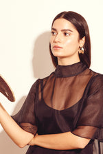 KAMPERETT | Barre Silk Organza Sheer Maxi Dress | Black