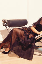 KAMPERETT | Barre Silk Organza Sheer Maxi Dress | Black