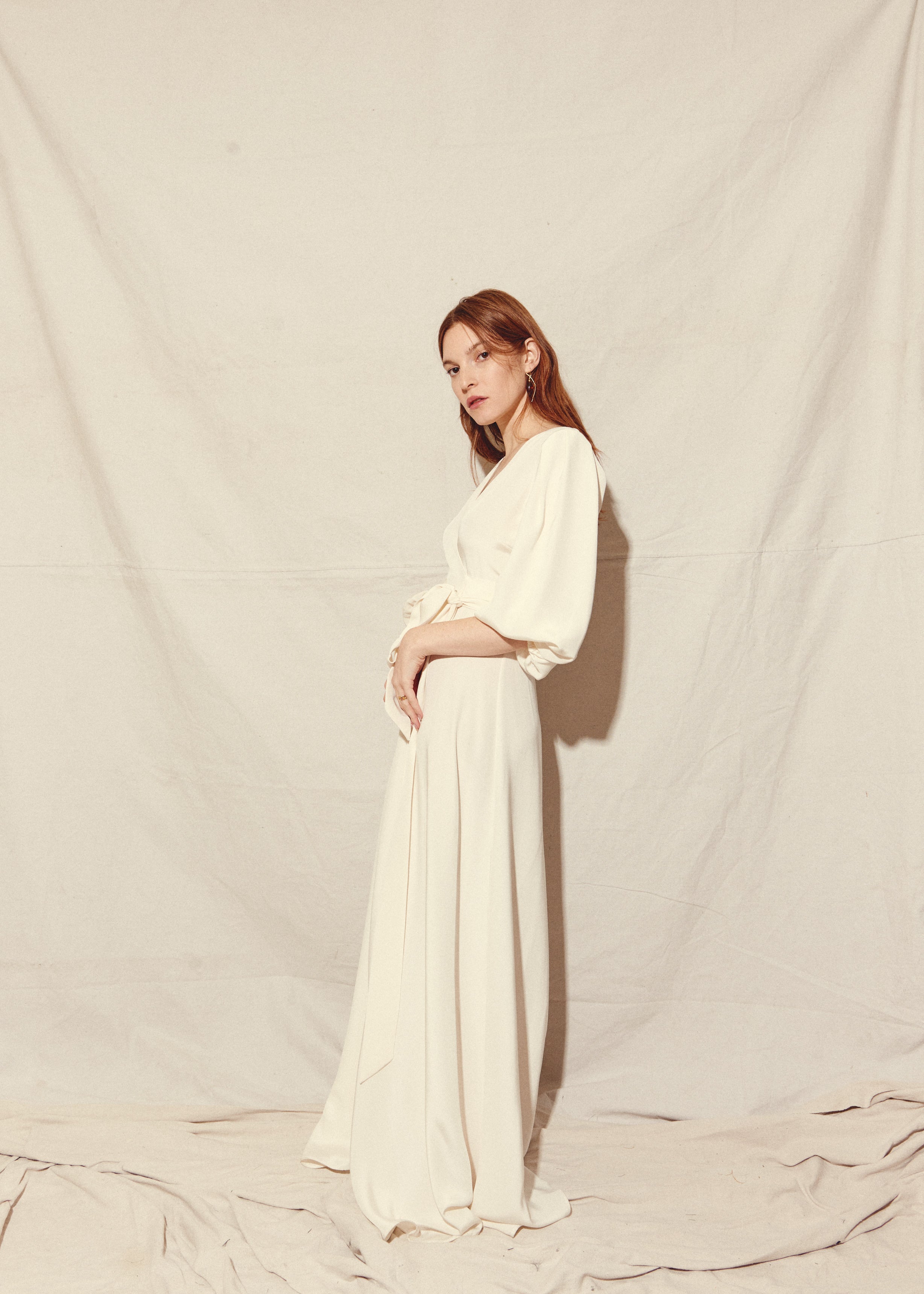 KAMPERETT | Loretta Silk Wrap Dress | Ivory