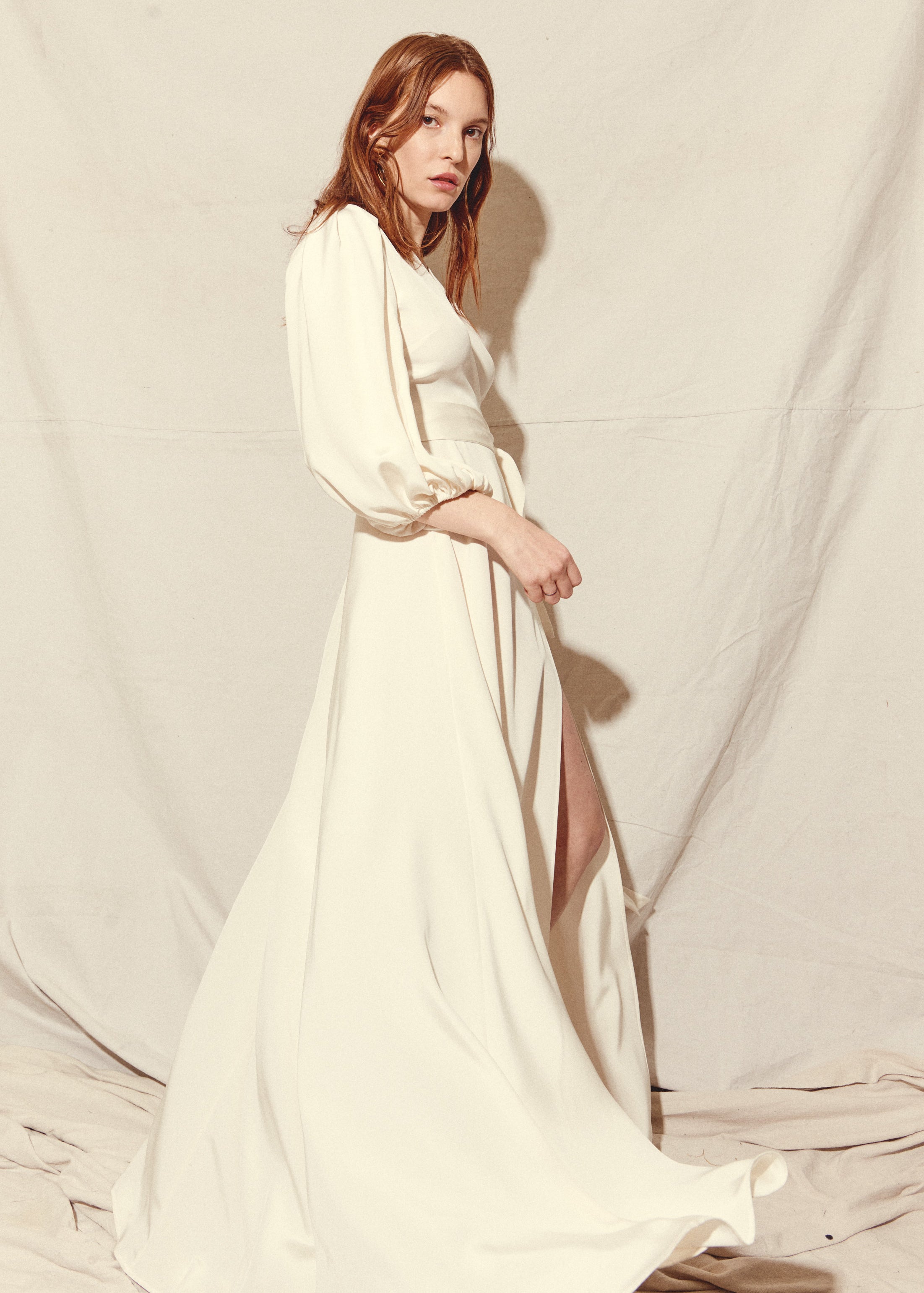 KAMPERETT | Loretta Silk Wrap Dress | Ivory