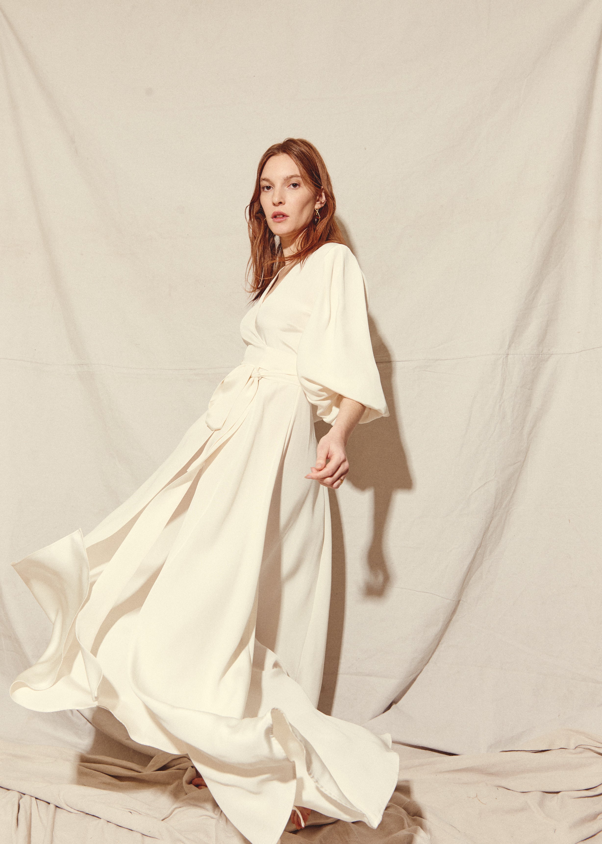 KAMPERETT | Loretta Silk Wrap Dress | Ivory