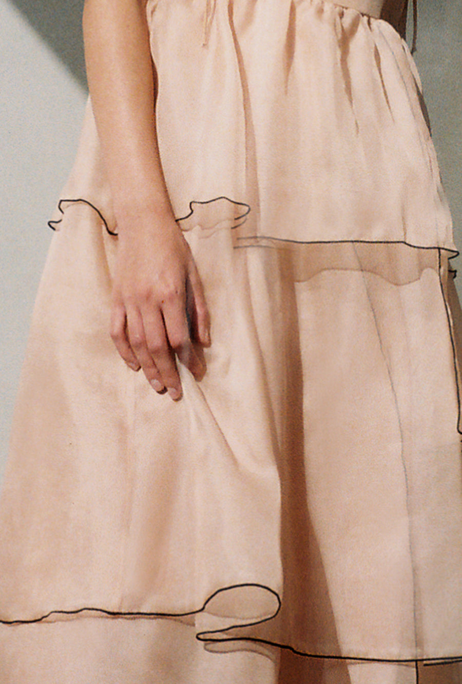 Kamperett Laurence Tiered Silk Organza Midi Dress | Blush