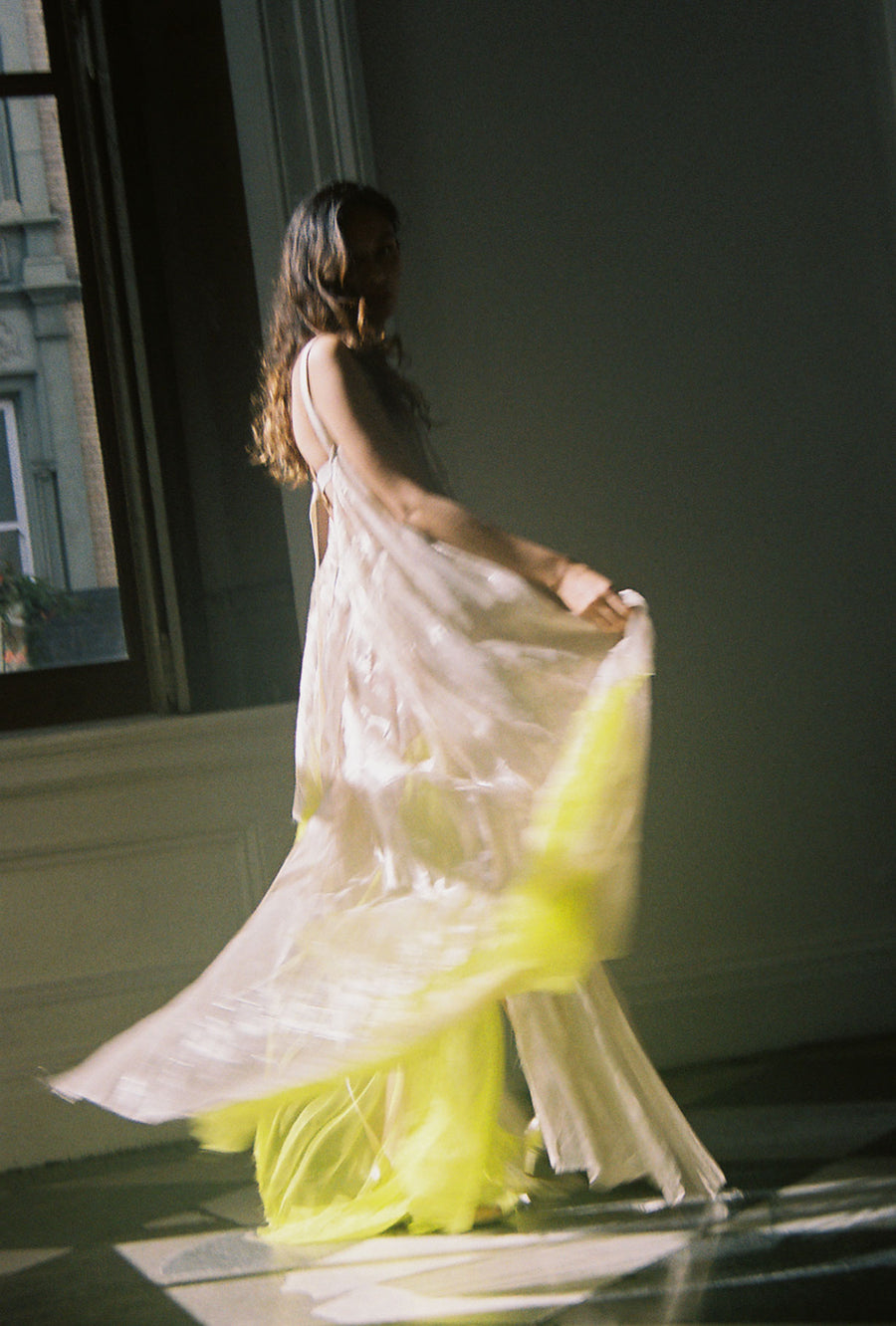 KAMPERETT Celedon Hand Pleated Gown