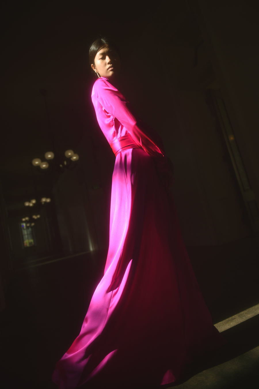 KAMPERETT Adelaide Silk Maxi Wrap Dress | Fuchsia