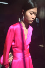 KAMPERETT Adelaide Silk Maxi Wrap Dress | Fuchsia