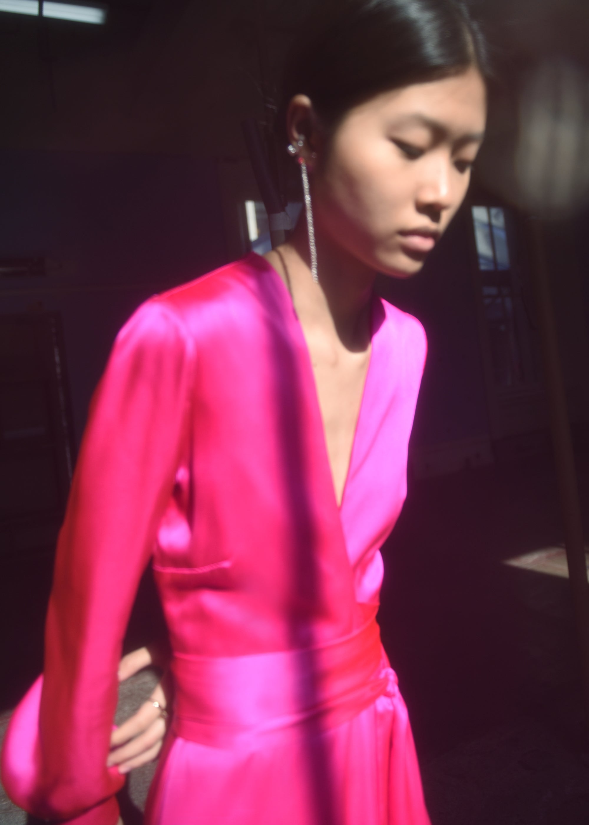 KAMPERETT Adelaide Silk Maxi Wrap Dress | Fuchsia